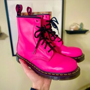 Dr. Martens 1460 Clash Pink Smooth Leather Lace Up Boot